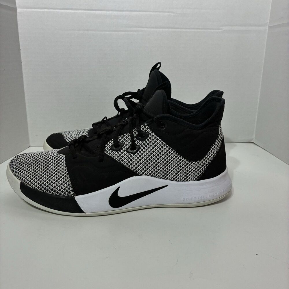 Nike PG 3 Monochrome Men’s Size 12 Black White Paul George Basketball AO2607-002